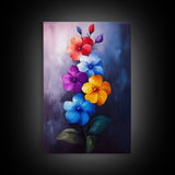 Wild Flower Painting Print On Canvas, Wood Framed Wall Art, Original Art, Flowers Painting, Botanical Print, Modern Art, Living Room Wall Art