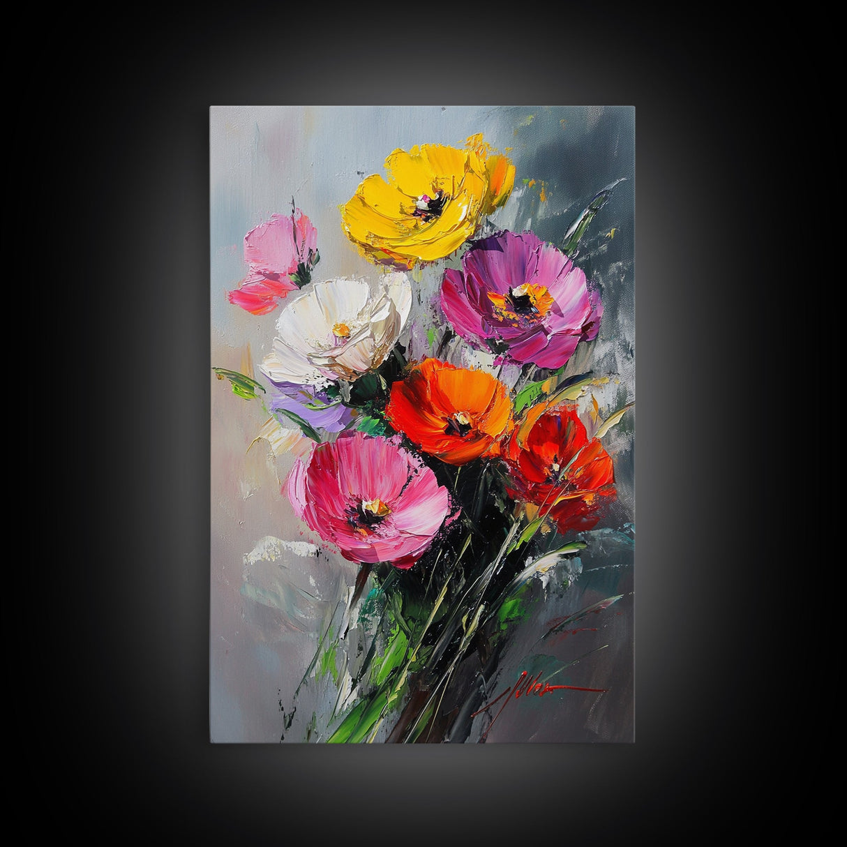 Wild Flower Painting Print On Canvas, Wood Framed Wall Art, Original Art, Flowers Painting, Floral  Print, Modern Art, Living Room Wall Art