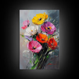 Wild Flower Painting Print On Canvas, Wood Framed Wall Art, Original Art, Flowers Painting, Floral  Print, Modern Art, Living Room Wall Art