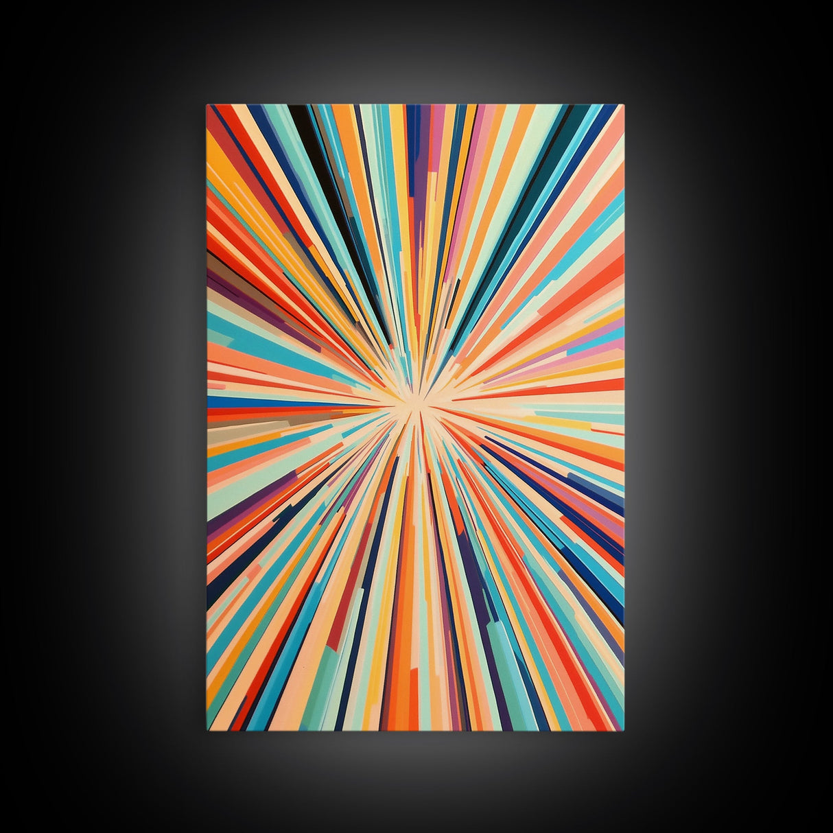 Mid Century Modern Art - Light Speed Tunnel - Vertical Tall Narrow Wall Art - Retro Loft Art - Large Wall Art Painting - Geometric Abstract MCM Art