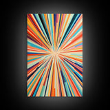 Mid Century Modern Art - Light Speed Tunnel - Vertical Tall Narrow Wall Art - Retro Loft Art - Large Wall Art Painting - Geometric Abstract MCM Art