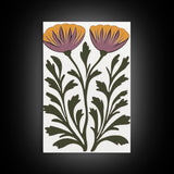 Abstract Botanical Wall Art, Framed Canvas Print, Purple Flowers on White Background