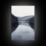 Moody Decor, Grey Scale Charcoal Sketch Print, Framed Canvas Print, Black and White Landscape Painting Print