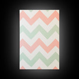 Mint Green and Pink Chevrons, MCM style Mid Century Modern Home Decor, Framed Canvas Print, Whimsical Wall Art