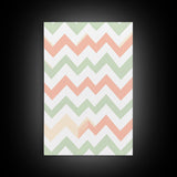 Pastel Chevron Zig Zag Pattern Wall Art, Mid Century Modern Boho Style Home Decor, Living Room Wall Hanging