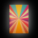Midcentury Modern Star Burst Pastel Wall Art, Framed Canvas Print, Unique Wall Art, MCM Abstract Wall Decor