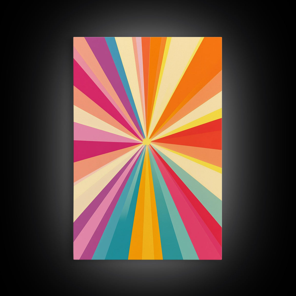 Tahiti Gold, Light Tan, Carmine Pink and Teal Wall Art, Framed Canvas Print, Beautiful MCM Inspired Boho Decor, Geometric Wall Art