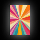 Tahiti Gold, Light Tan, Carmine Pink and Teal Wall Art, Framed Canvas Print, Beautiful MCM Inspired Boho Decor, Geometric Wall Art