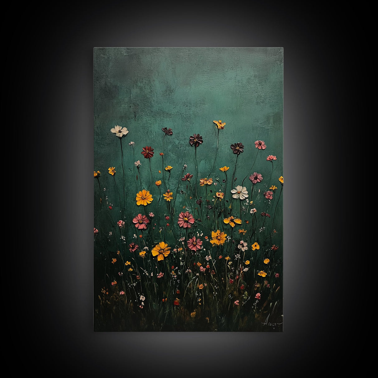 Wood Framed Wildflower Floral Print Minimalist Modern Boho Wall Art Bedroom Decor Botanical Floral Wild Flower Canvas Print