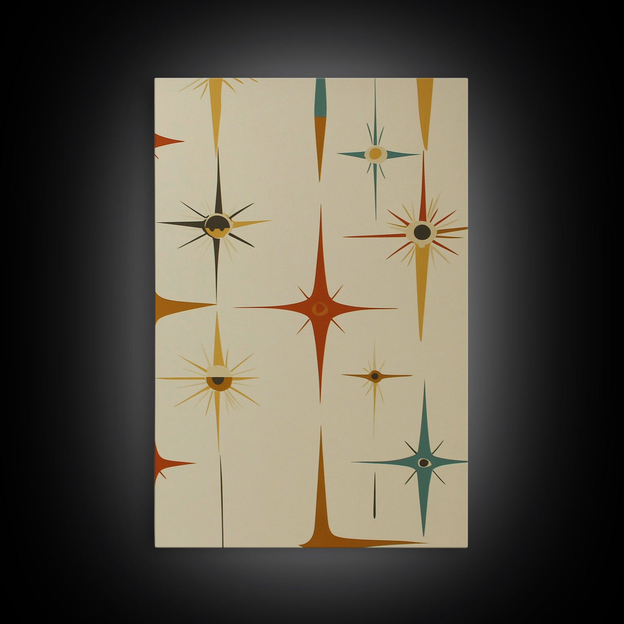 Mid Century Modern Atomic Starburst Retro Wall Art - Atomic Decor - Canvas Print - 50s Style Wall Art - MCM Mid Century Modern Art