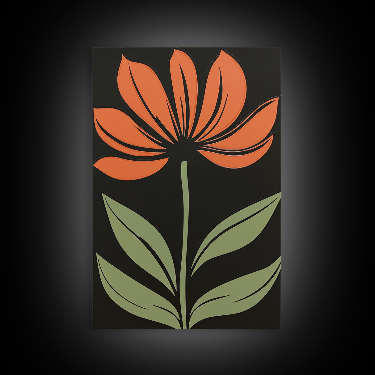 Boho Floral Print Wall Decor, Framed Canvas Print, Modern Art Boho Minimalist Wall Decor