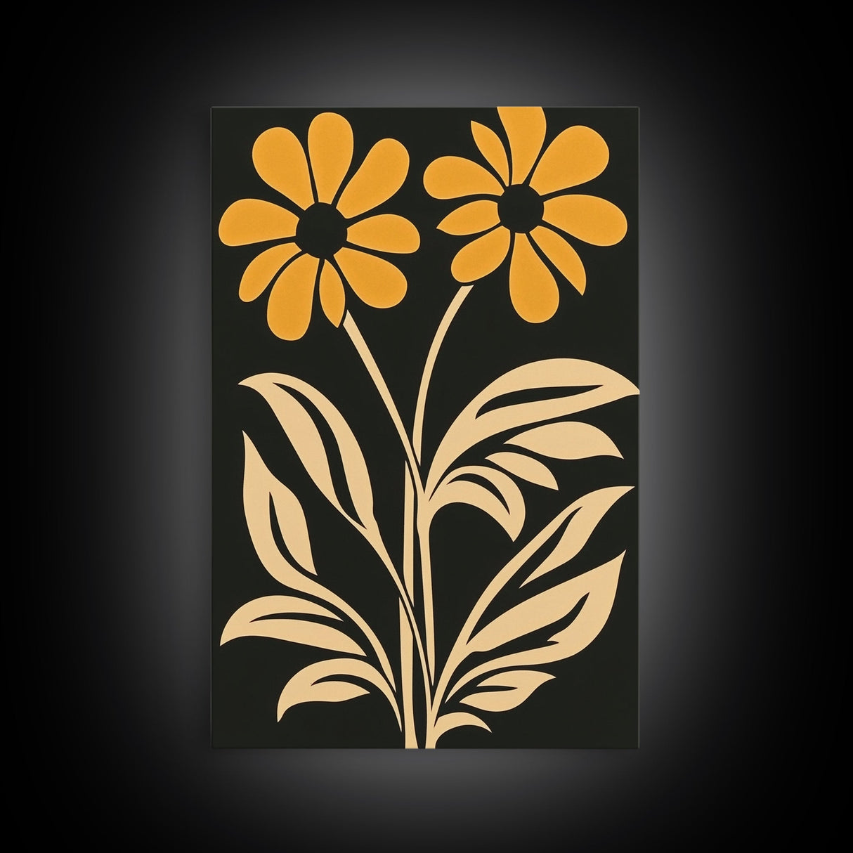 Minimalist Framed Canvas Print Wall Art Botanical Print Flower Wall Art Floral Orange Flower Art Boho Modern Farmhouse Home Decor