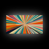 Sunburst Canvas Wall Art Canvas Print | Horizontal Pastel Color Sunset Print | Panoramic Abstract MCM Style Wall Art | Large Wide Print