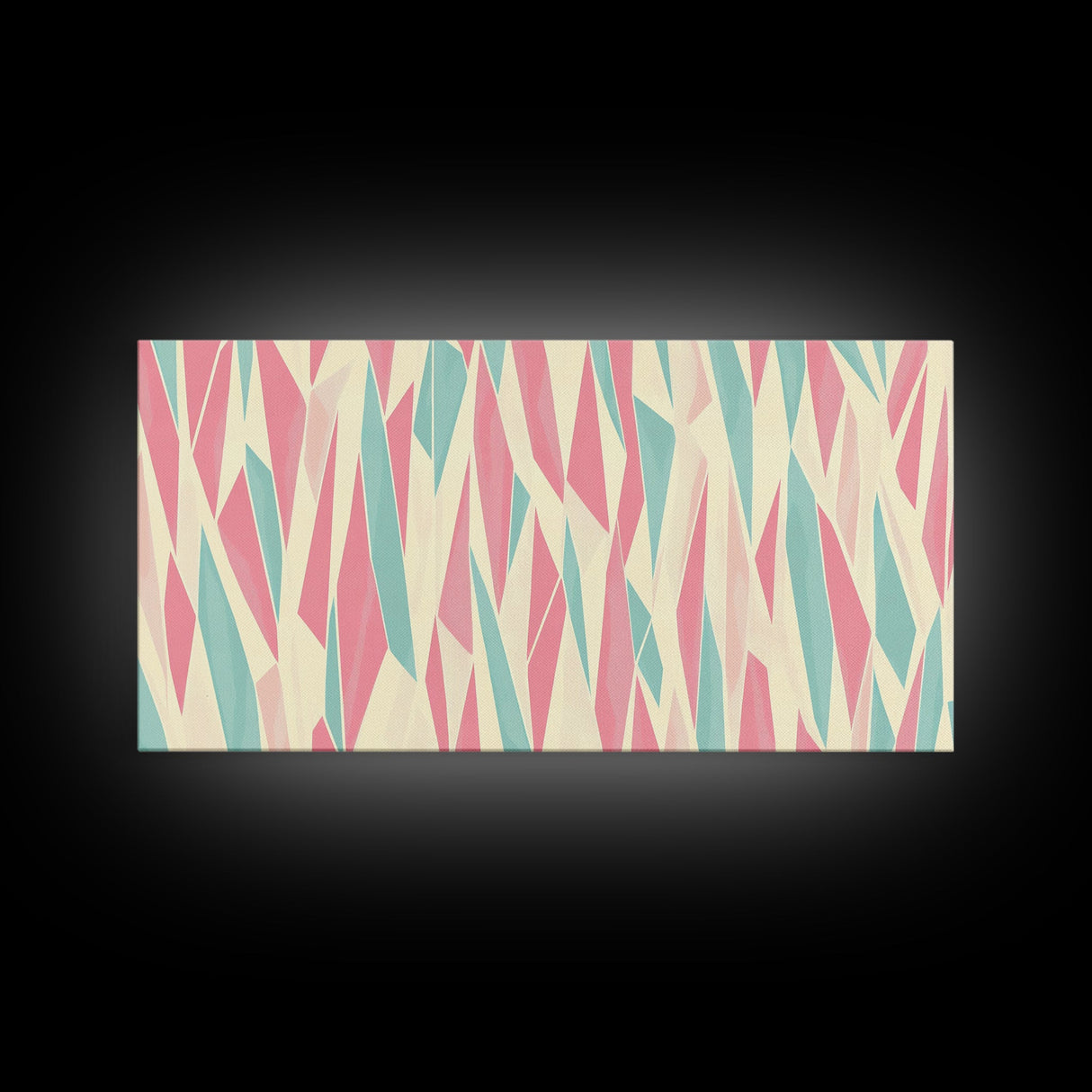 Pastel Mid-Century Modern Art - Retro Geometric Wall Art - Framed Canvas Print - Modern Abstract Painting - Bold Bright Colors