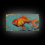 Retro 80s Style Painting of a Gold Fish, Framed Canvas Print, Home Decor Gift Artwork, Fish Painting, Fish Art