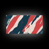 Simplistic Mid Century Modern Art Camo Pattern Canvas Print, Camouflage Wall Art Print, Navy Blue and Red Abstract Wall Art