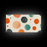 Mid-Century Modern Dots Framed Canvas Print, Preppy Home Decor, Retro 90s Style Wall Art