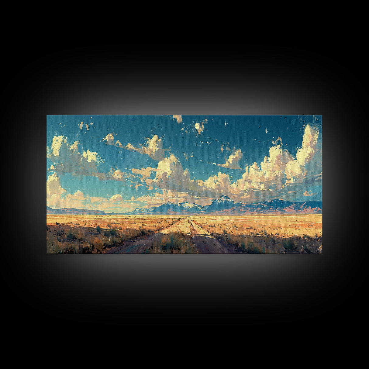 Country Roads Oil Painting Canvas Print, Wood Framed Wall Art, Home Decor, Southwestern Rustic Wall Art, Boho Home Decor