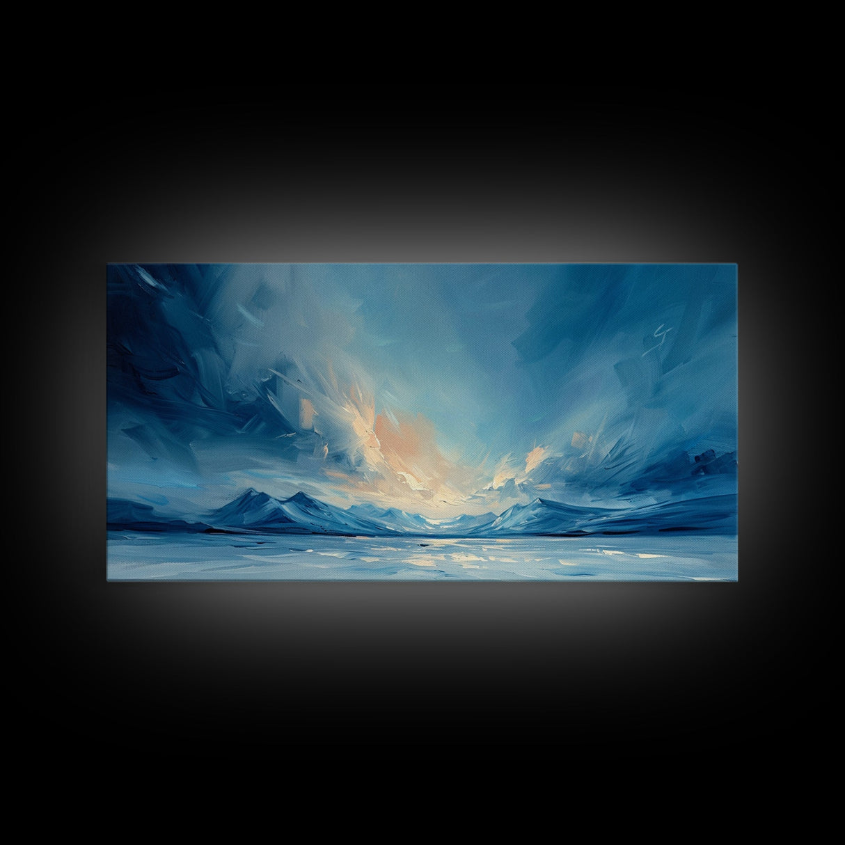 The Arctic - Framed Canvas Print - Wood Framed Wall Art - Landscape Oil Painting - Minimalist Landscape Wall Art