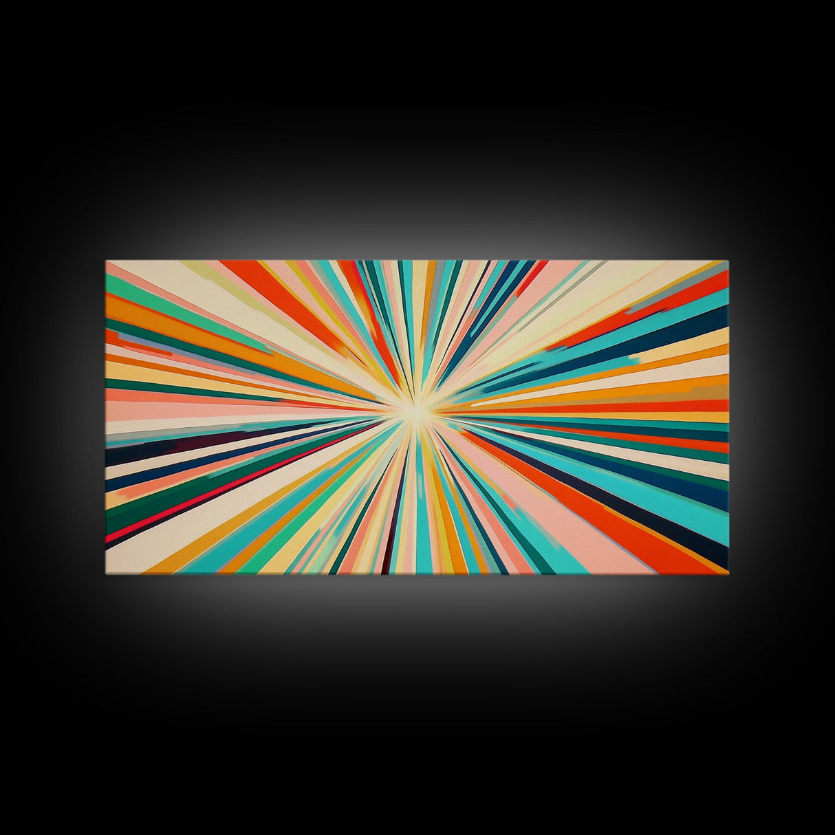 Abstract Star Burst Large Panoramic Wall Art Canvas Print - Horizontal Above Sofa Wall Art - Above Couch Wall Decor - Minimalist Boho Art