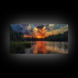 The Ozarks, Framed Canvas Print, Panoramic Photography Style Wall Art, Lake House Decor