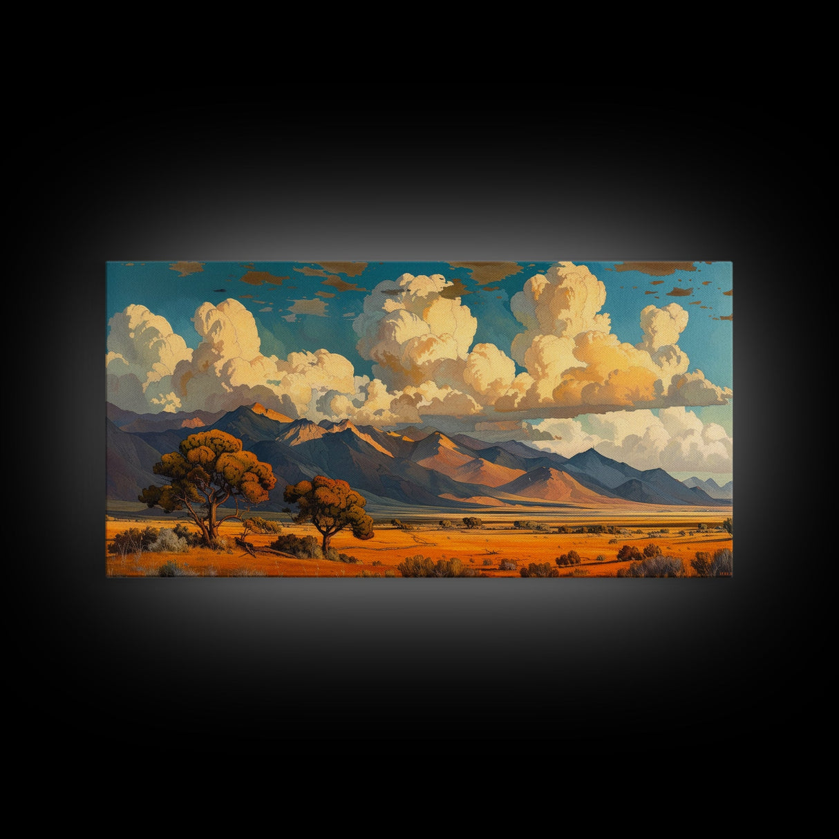Home On The Mountains Framed Canvas Print, Southwestern Wall Art, Beautiful Home Decor For Above Sofa Or Couch, Rustic Farmhouse Art