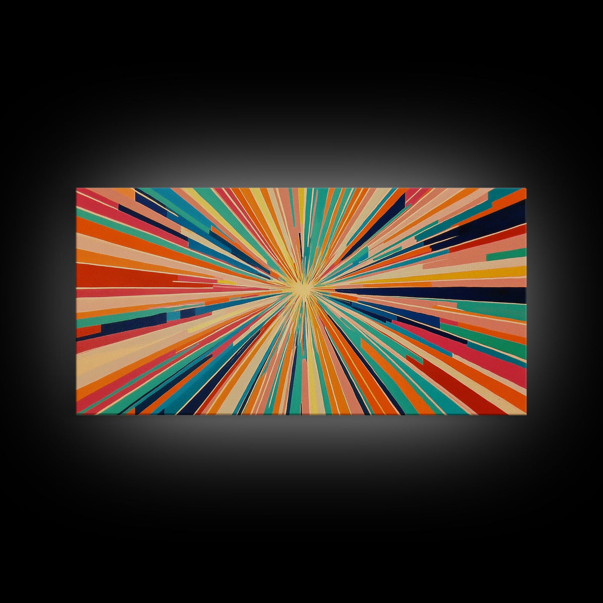 Mid-Century Modern Wall Art - Retro Geometric Wall Art Framed Canvas Print - Modern Abstract Painting Print - Bold and Bright Colors