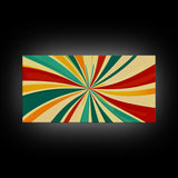 Large Colorful Abstract Print Painting With Yellow, Turquoise and Red Streaks, MCM Style Decor, 1950s Style Atomic Age Art