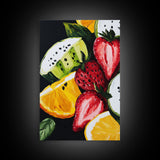 Food Review Kitchen Art, Framed Canvas Print, Antique Still Life Oil Painting Of Fruit, Fruit Still Life, Kitchen Decor, Dining Room Art