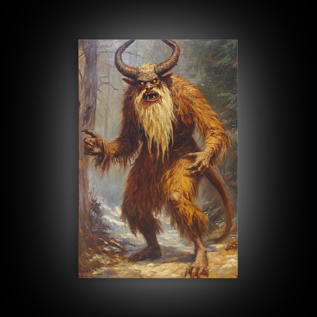 The Wendigo Dark Macabre Wall Art, Halloween Decor, Satyr Painting Print, Spooky Season Art, Halloween Wall Art, Demon Painting