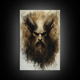 Portrait of a Demon, Framed Canvas Print, Dark Macabre Wall Art