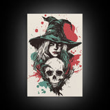 Portrait of A Witch, Framed Canvas Print, Halloween Decor, Witchcraft, Goth Art, Dark Academia Wall Art, Halloween Poster Art