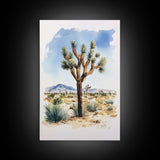 Watercolor Painting Print of Joshua Tree, Framed Canvas Print, Joshua Tree Art, Joshua Tree California Wall Art, Modern Farmhouse Art
