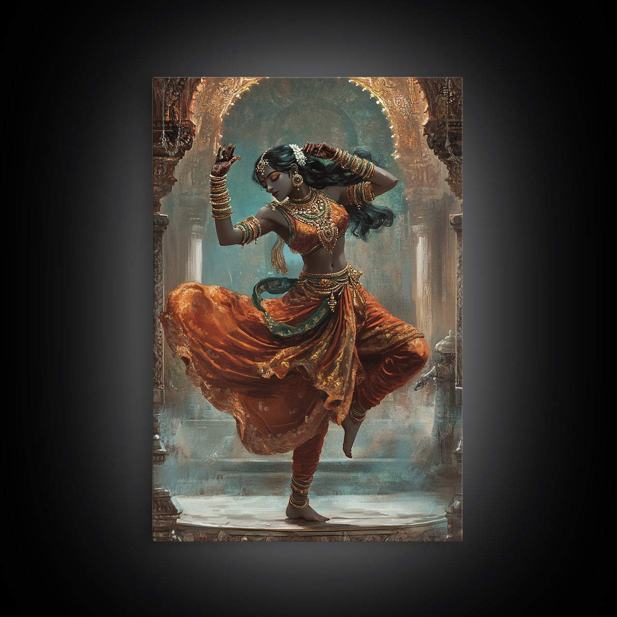 Portrait of Krishna Framed Canvas Print, Krishna Wall Art, Krishna Painting