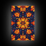 Botanical Pattern Wall Art Framed Canvas Print, Wood Framed Art, Mexicano Art, Mexican Tile Print Wall Art, Chicano Farmhouse Art