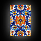 Textile Pattern Wall Art Framed Canvas Print, Home Decor, Mexican Tile Print, Mexicano Pueblo Wall Art