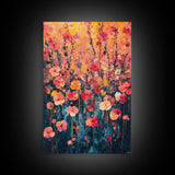 Field of Wildflowers Framed Canvas Print, Wood Framed Wall Art, Wild Flower Painting Print, Wild Flowers In The Spring Wall Art Home Decor