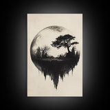 Haunted Snowglobe Framed Canvas Print, Cemetery in a Sphere, Spooky Home Decor, Halloween Painting, Halloween Decor