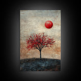 Wabi Sabi Wall Art Framed Canvas Print, Japanese Maple Tree Painting Print, Wabi Sabi Art, Japanese Inspired Wood Block Print Art