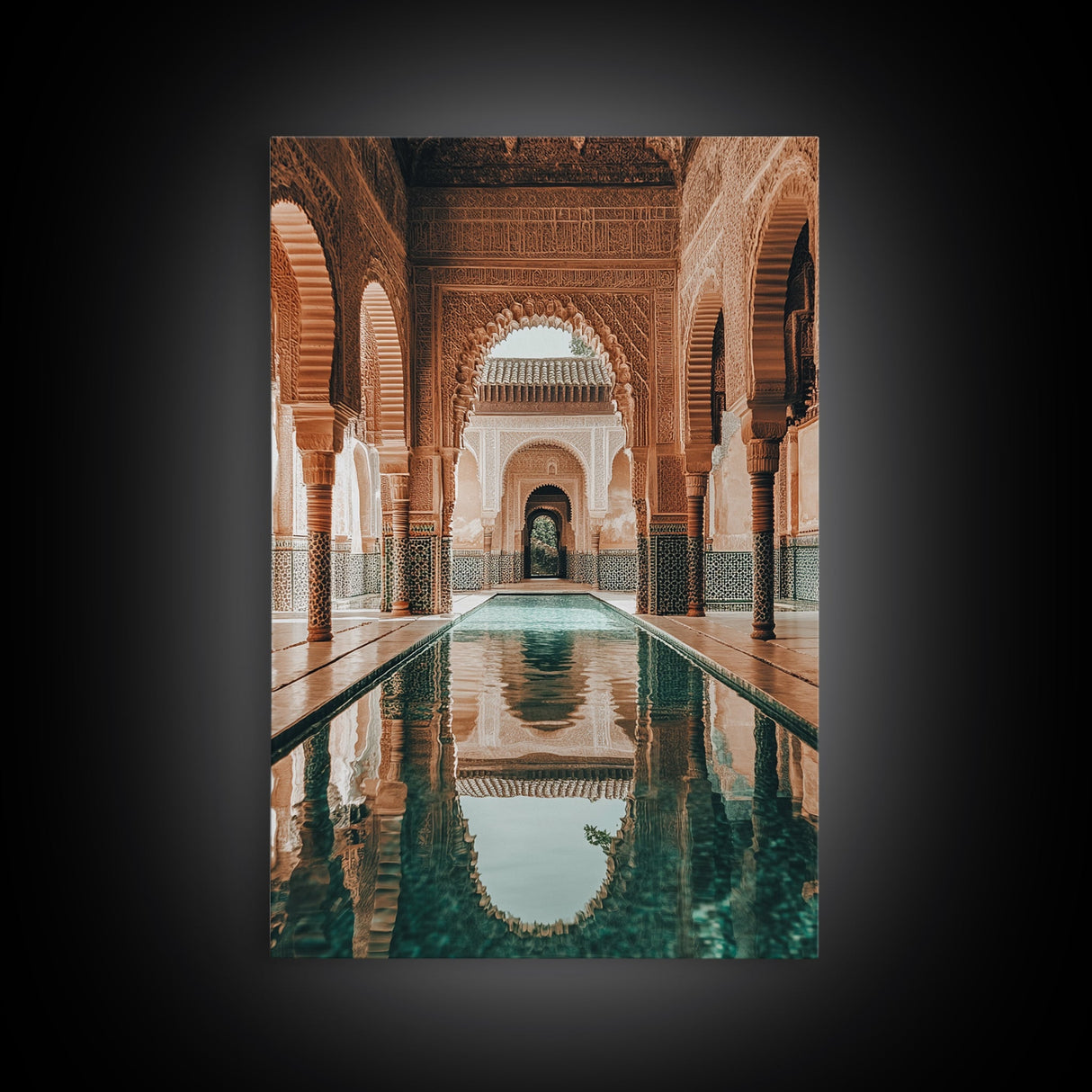 Reflection Pool Framed Canvas Print, Moroccon Wall Art
