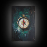 Nautical Nursery Compass Wall Art Framed Canvas Print, Travel Gift Idea, Vacation Gift Home Decor, Giclee Art Print, Going Away Gift