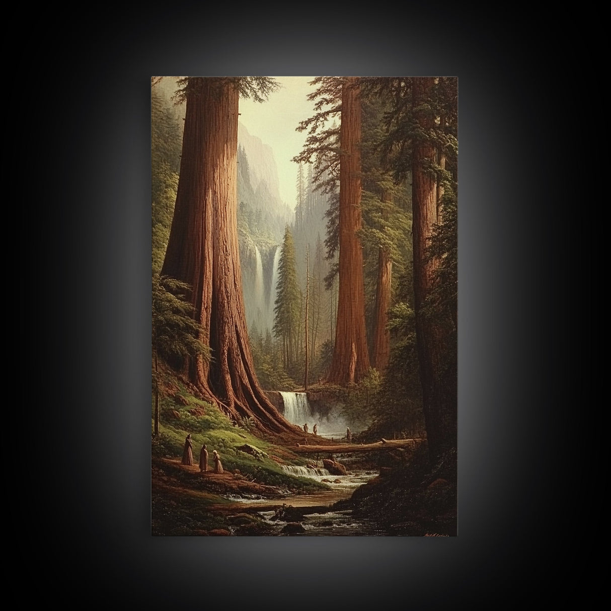 Fantasy Forest Painting Print, Majestic Redwood Trees of Ancient California Fantasy Art, California home Decor, Redwood Trees Painting