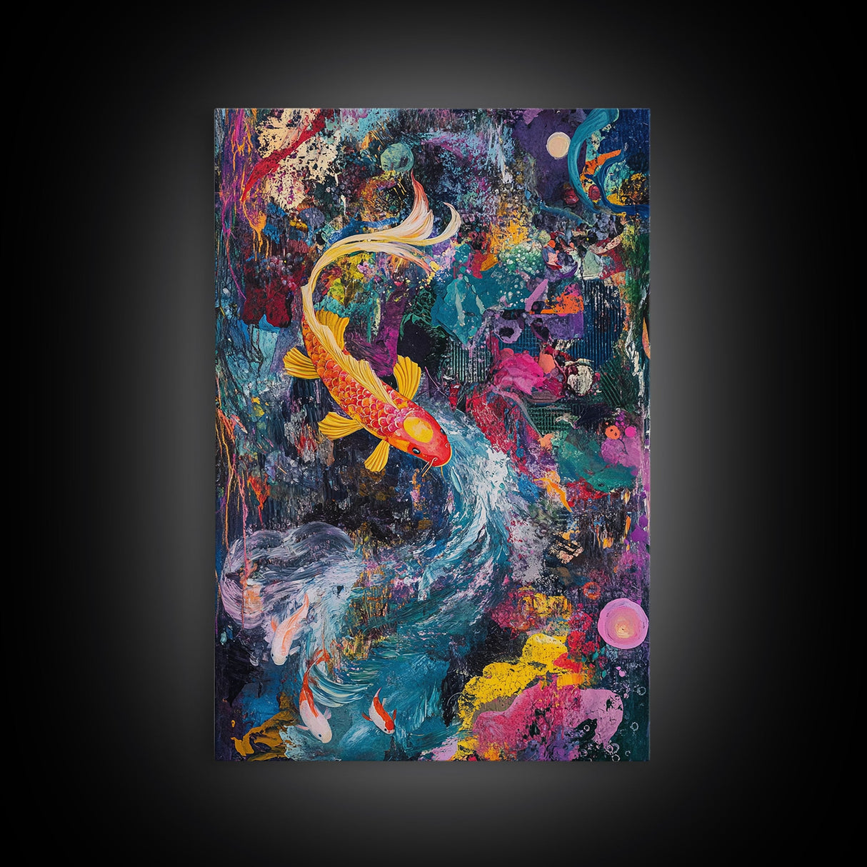 Abstract Koi Fish Painting Print, Wabi Sabi Home Decor, Gift Idea, Housewarming Gift Idea, Colorful Koi Fish Art Print