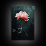 Oil Painting Print of a Pink Rose, Framed Canvas Print, French Country Decor, Modern Farmhouse, Rustic Farmhouse, Rose Painting, Rose Art