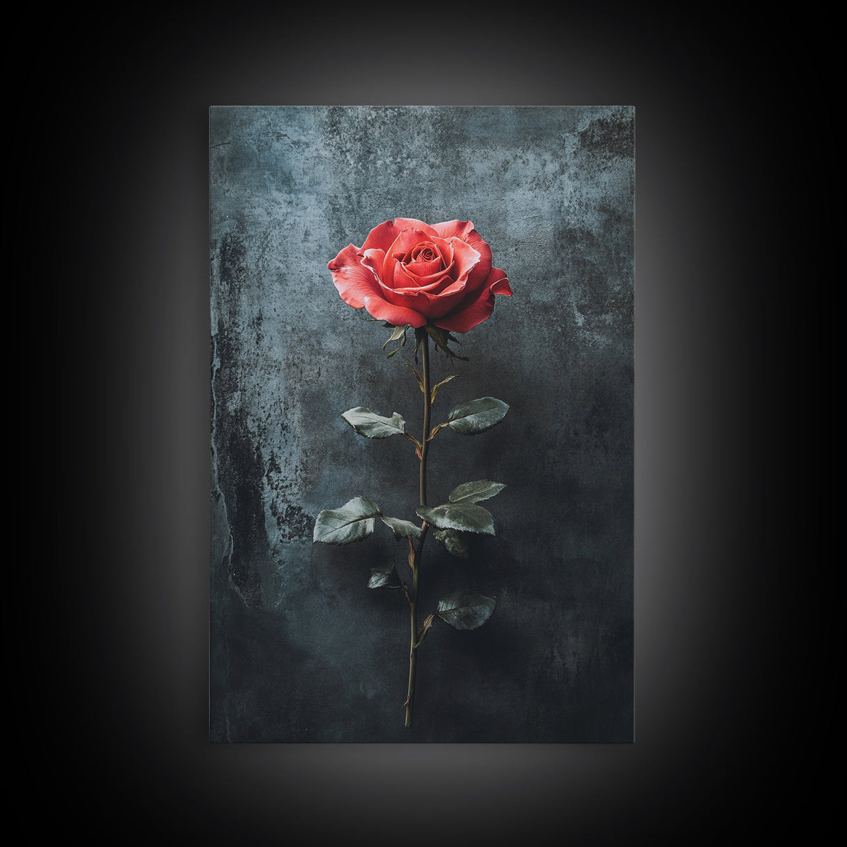 Red Rose Canvas Print, Art Print Roses Framed Canvas Print, Antique Flowers Print, Oil Painting Vintage Flowers, Ready To Hang, Flowers Wall Art