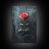 Red Rose Canvas Print, Art Print Roses Framed Canvas Print, Antique Flowers Print, Oil Painting Vintage Flowers, Ready To Hang, Flowers Wall Art