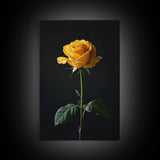 Realist Painting Print of a Yellow Rose, Framed Canvas, Wood Framed Art, Modern Farmhouse Decor, Rose Painting, Rose Art