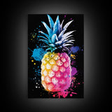 Retro Pineapple Painting Print, Framed Canvas Print, Kitchen or Dining Room Wall Art, Retro Home Decor, Pineapple Painting, Pineapple Art