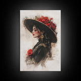Mexicano Wall Art Framed Canvas Print, Female Matador, Chicano Wall Art, Chicano Painting