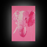Preppy Elephant Painting Print, Trendy Wall Art, Animal Print, Framed Canvas Print, Wood Framed Art, Dorm Decor, Apartment Art